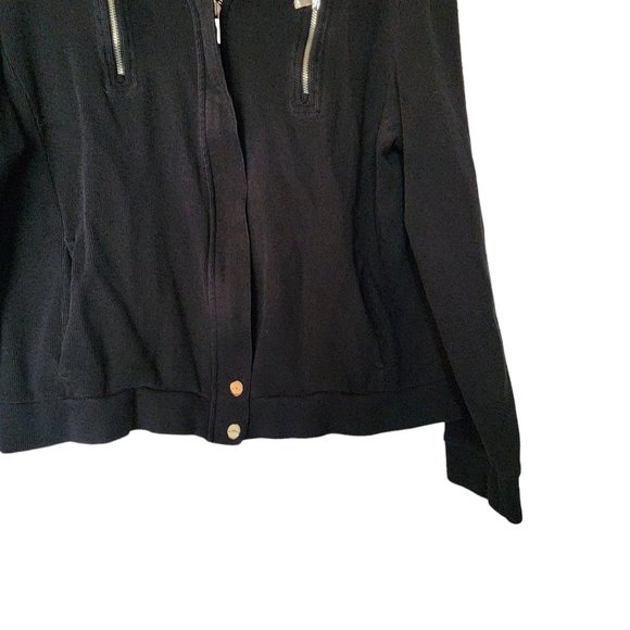 Ralph Lauren Moto Jacket Black Cotton L Large Zipper - Picture 6 of 11